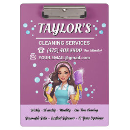Reinigungsdienste für lila Haushaltshäuser Klemmbrett
