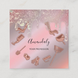 Reinigungsdienste für Maid House Logo Rose Tropfen Quadratische Visitenkarte