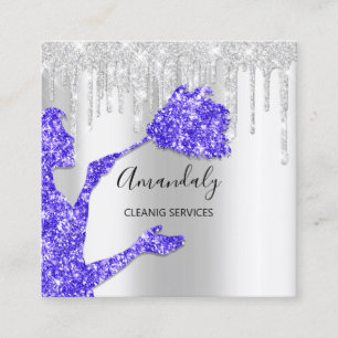 Reinigungsdienste für Maid House Logo Royal Blue Quadratische Visitenkarte