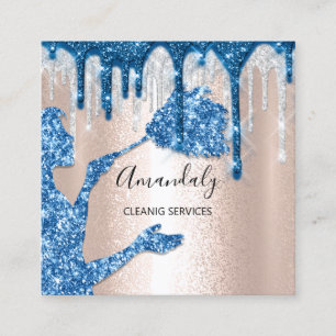 Reinigungsdienste für Maid House Logo Silver Trop Quadratische Visitenkarte