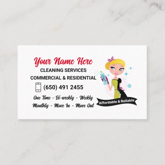 Reinigungsdienste für Visitenkarten Visitenkarte (Vorderseite)
