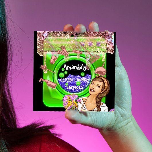 Reinigungsdienste für Wäsche QRCode Green Quadratische Visitenkarte