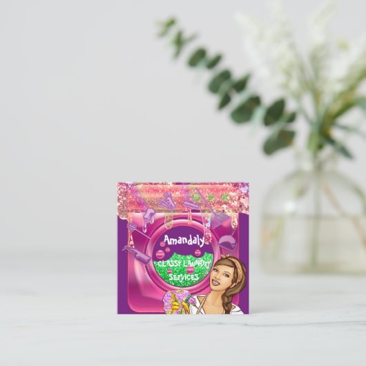 Reinigungsdienste für Waschmaschinen QRCode Quadratische Visitenkarte (Stehend Vorderseite)