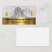 Reinigungsdienste | Gold Metallic Icons Visitenkarte (Vorne/Hinten)
