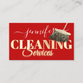 Reinigungsdienste Haushaltshilfe Gold Red Washing Visitenkarte (Vorderseite)