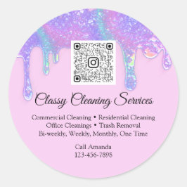 Reinigungsdienste Haushaltshilfe Housekeeper QRCod Runder Aufkleber
