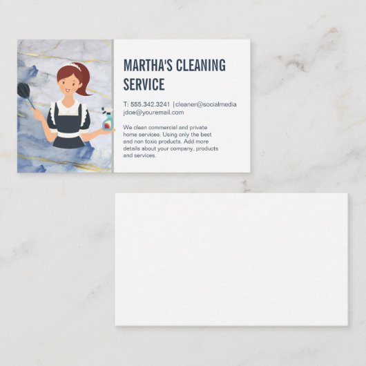 Reinigungsdienste | Haushaltshilfe mit Reinigungsm Visitenkarte (Vorne/Hinten)