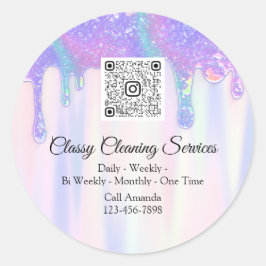 Reinigungsdienste Haushaltshilfe QRCode-Tropfen Runder Aufkleber