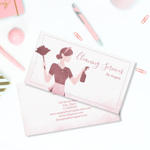 Reinigungsdienste Haushaltshilfe Rose Gold Glitzer Visitenkarte