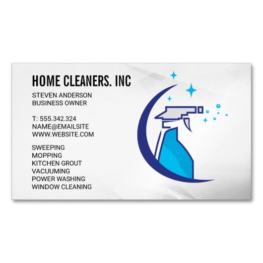 Reinigungsdienste | Haushaltshilfe | Sprühflasche Magnetische Visitenkarte (Vorderseite)