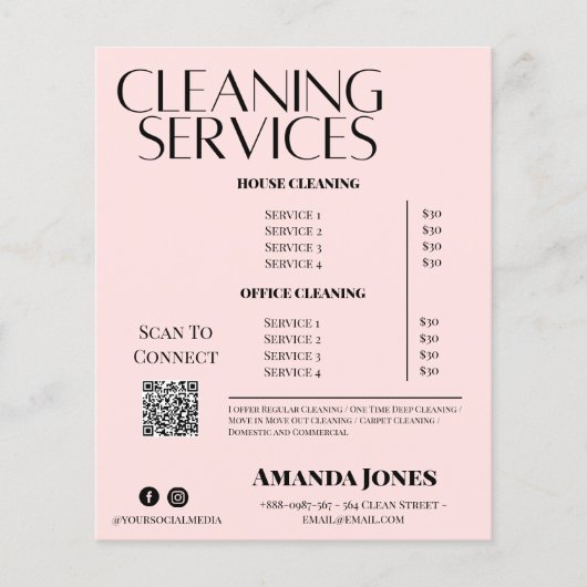 Reinigungsdienste Haushaltspreis Pastel Pink Flyer (Vorne)