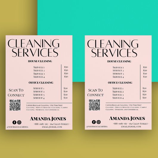 Reinigungsdienste Haushaltspreis Pastel Pink Flyer