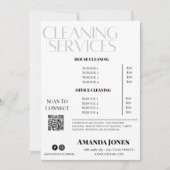 Reinigungsdienste Haushaltspreis Schwarz und Weiß Einladung (Vorderseite)