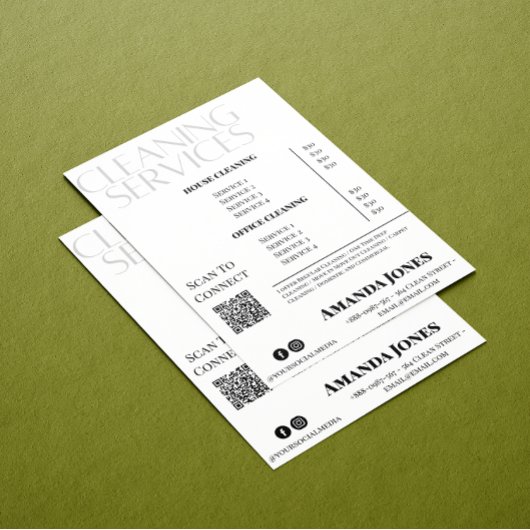 Reinigungsdienste Haushaltspreis Schwarz und Weiß Einladung