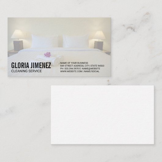 Reinigungsdienste | Hotel Bedroom Visitenkarte (Vorne/Hinten)