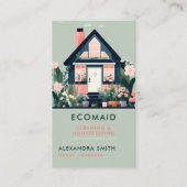 Reinigungsdienste Housekeeping Scandi House Floral Visitenkarte (Vorderseite)