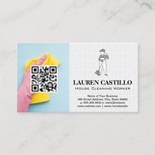 Reinigungsdienste im Haus | QR-Prüfung Visitenkarte (Vorderseite)