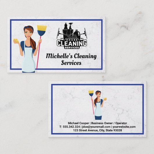 Reinigungsdienste | Maid | Marmor Visitenkarte (Vorne/Hinten)