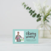 Reinigungsdienste Modernes Foto Visitenkarte (Stehend Vorderseite)