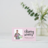 Reinigungsdienste Modernes Foto Visitenkarte (Stehend Vorderseite)