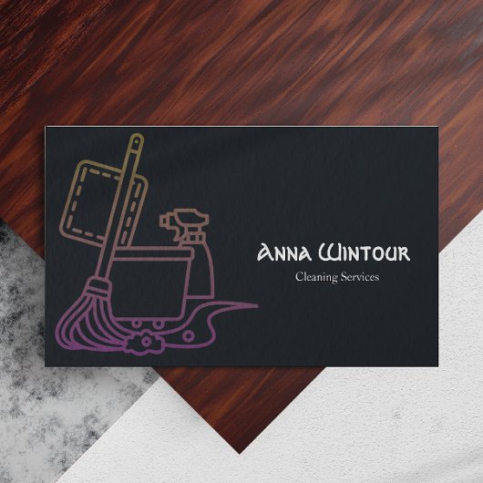 Reinigungsdienste Qr Code Minimalistische Visitenk Visitenkarte