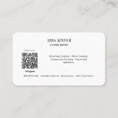 Reinigungsdienste Qr Code Moderner schwarzer Code Visitenkarte (Rückseite)