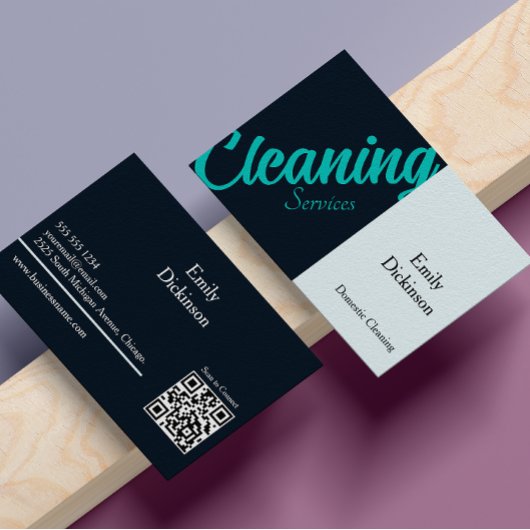 Reinigungsdienste Qr-Code-Retro Visitenkarte
