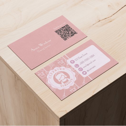 Reinigungsdienste Qr-Code rot Visitenkarte