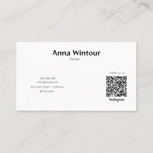 Reinigungsdienste QR-Code Schwarz-Weiß Visitenkarte (Rückseite)