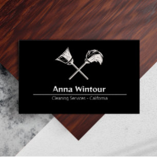 Reinigungsdienste QR-Code Schwarz-Weiß Visitenkarte