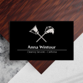 Reinigungsdienste QR-Code Schwarz-Weiß Visitenkarte