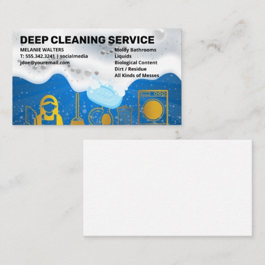Reinigungsdienste | Seifenspulen | Reinigungsmitte Visitenkarte (Vorne/Hinten)