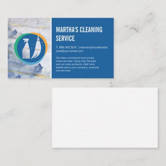 Reinigungsdienste | Spray-Broom-Logo Visitenkarte (Vorne/Hinten)