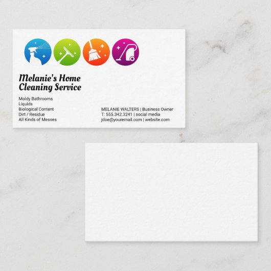Reinigungsdienste | Spray Squeegee Broom Vacuum Visitenkarte (Vorne/Hinten)