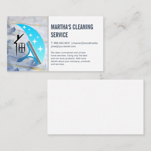 Reinigungsdienste | Squeegee-Zuhause-Logo Visitenkarte (Vorne/Hinten)