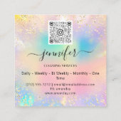 Reinigungsdienste Wäscherei QR Codo Logo Holograph Quadratische Visitenkarte (Rückseite)