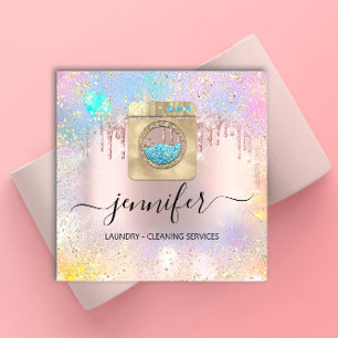 Reinigungsdienste Wäscherei QR Codo Logo Rose Trop Quadratische Visitenkarte