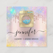 Reinigungsdienste Wäscherei QR Codo Logo Rose Trop Quadratische Visitenkarte (Vorderseite)