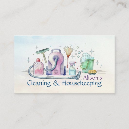 Reinigungsdienste - Wasserfarben-Design Busine Visitenkarte (Vorderseite)