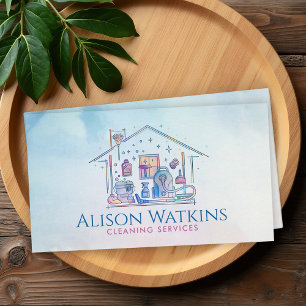 Reinigungsdienste - Wasserfarben-Design Busine Visitenkarte