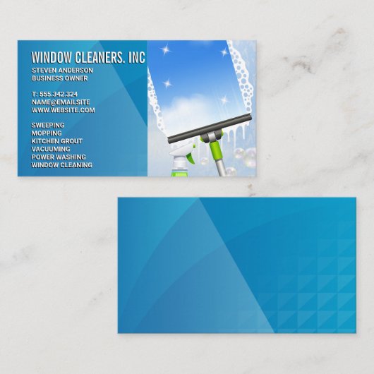 Reinigungsdienste | Window Cleaner Tools Visitenkarte (Vorne/Hinten)