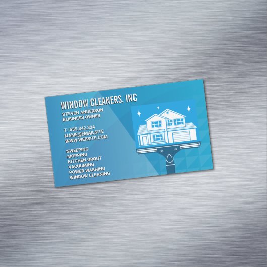 Reinigungsdienste | Window Cleaners Squeegee Magnetische Visitenkarte (Beispiel)