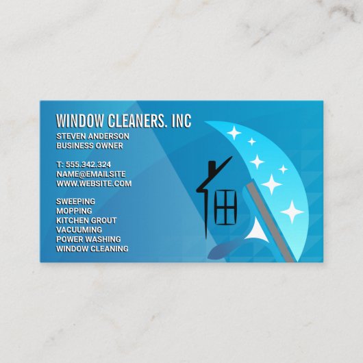 Reinigungsdienste | Window Squeegee Logo Visitenkarte (Vorderseite)