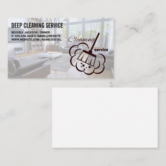 Reinigungsdienste | Zimmer sauber Modernes Wohnzim Visitenkarte (Vorne/Hinten)