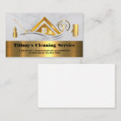 Reinigungsdienste | Zuhause Gold Metallic Icons Visitenkarte (Vorne/Hinten)