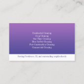 Reinigungsdienstkarte Visitenkarte (Rückseite)