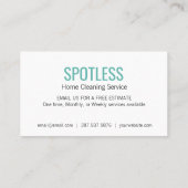 Reinigungsdienstmuster Business Card Visitenkarte (Rückseite)