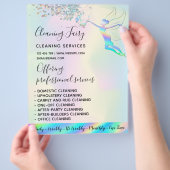 Reinigungshaus mit holografischem Flyer (Hand)