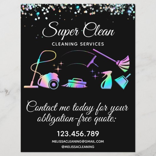 Reinigungshaus mit holografischem Flyer (Hinten)