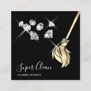 Reinigungshaus Sparkling Golddiamanten Quadratische Visitenkarte